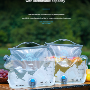 2 Pcs Grey 8L Foldable Water Bag - Large Capacity Portable Water Carrier With Spigot For Camping &Amp; Outdoors - Image 6
