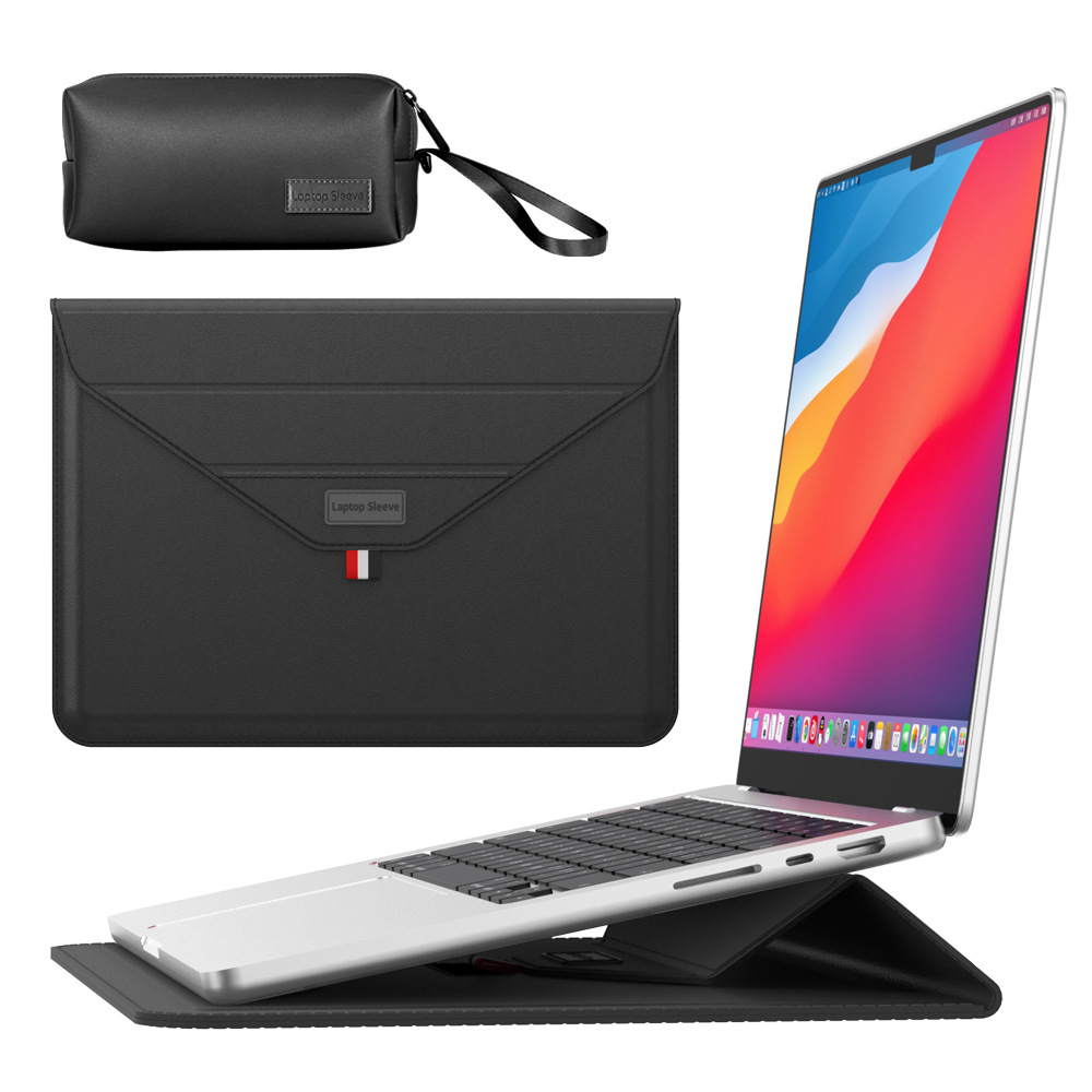 3-In-1 Pu Leather Laptop Sleeve With Stand &Amp; Mouse Pad + Accessory Pouch(Black) – Nice N Cheap Variety Store 3-In-1 Pu Leather Laptop Sleeve With Stand &Amp; Mouse Pad + Accessory Pouch(Black)