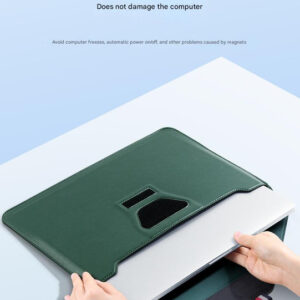 3-In-1 Pu Leather Laptop Sleeve With Stand &Amp; Mouse Pad + Accessory Pouch(Gray) - Image 3