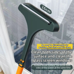 2-Pack 2-In-1 Professional Window Screen Brush &Amp; Glass Cleaner - Detachable Long-Handle Squeegee &Amp; Scrubber (Yellow Green) - Image 2