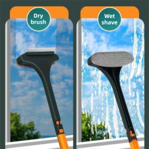 2-Pack 2-In-1 Professional Window Screen Brush &Amp; Glass Cleaner - Detachable Long-Handle Squeegee &Amp; Scrubber (Yellow Green) - Image 3