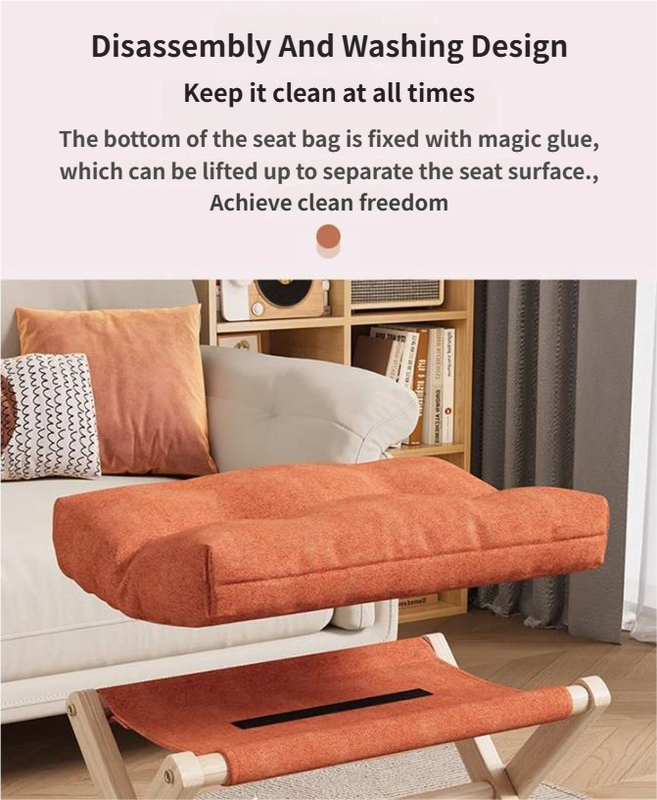 Orange Foldable Ottoman &Amp; Padded Footstool With Velcro Stability &Amp; Spare Cusion - Cotton Linen Portable Office Leg Rest &Amp; Entryway Shoe Stool – Nice N Cheap Variety Store Orange Foldable Ottoman &Amp; Padded Footstool With Velcro Stability &Amp; Spare Cusion - Cotton Linen Portable Office Leg Rest &Amp; Entryway Shoe Stool - Image 3