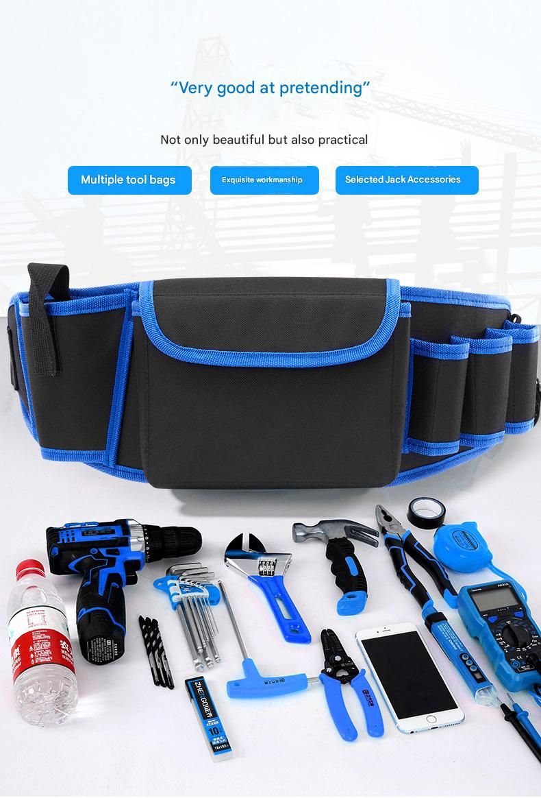 Blue Professional Oxford Cloth Tool Waist Bag –Tool Belt, Multifunctional Work Belt, Men'S Robust, Adjustable Tool Belt - Heavy-Duty 600D Waterproof For Electricians, Mechanics &Amp; Construction Workers – Nice N Cheap Variety Store Blue Professional Oxford Cloth Tool Waist Bag –Tool Belt, Multifunctional Work Belt, Men'S Robust, Adjustable Tool Belt - Heavy-Duty 600D Waterproof For Electricians, Mechanics &Amp; Construction Workers - Image 5