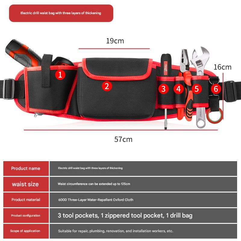 Red Professional Oxford Cloth Tool Waist Bag –Tool Belt, Multifunctional Work Belt, Men'S Robust, Adjustable Tool Belt - Heavy-Duty 600D Waterproof For Electricians, Mechanics &Amp; Construction Workers – Nice N Cheap Variety Store Red Professional Oxford Cloth Tool Waist Bag –Tool Belt, Multifunctional Work Belt, Men'S Robust, Adjustable Tool Belt - Heavy-Duty 600D Waterproof For Electricians, Mechanics &Amp; Construction Workers