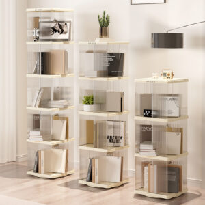 Rotating Storage Bookshelf Square 2 Layers- Cream White Multi-Layer Storage Rack, 36X36X69.5Cm (Abs+Pet) – Nice N Cheap Variety Store Rotating Storage Bookshelf Square 2 Layers- Cream White Multi-Layer Storage Rack, 36X36X69.5Cm (Abs+Pet) - Image 5