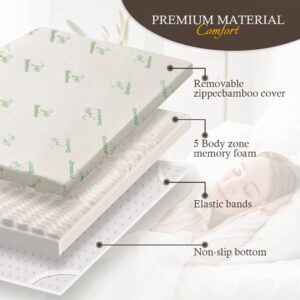 4Cm Memory Foam Mattress Topper With Bamboo Cover - Double - Image 3