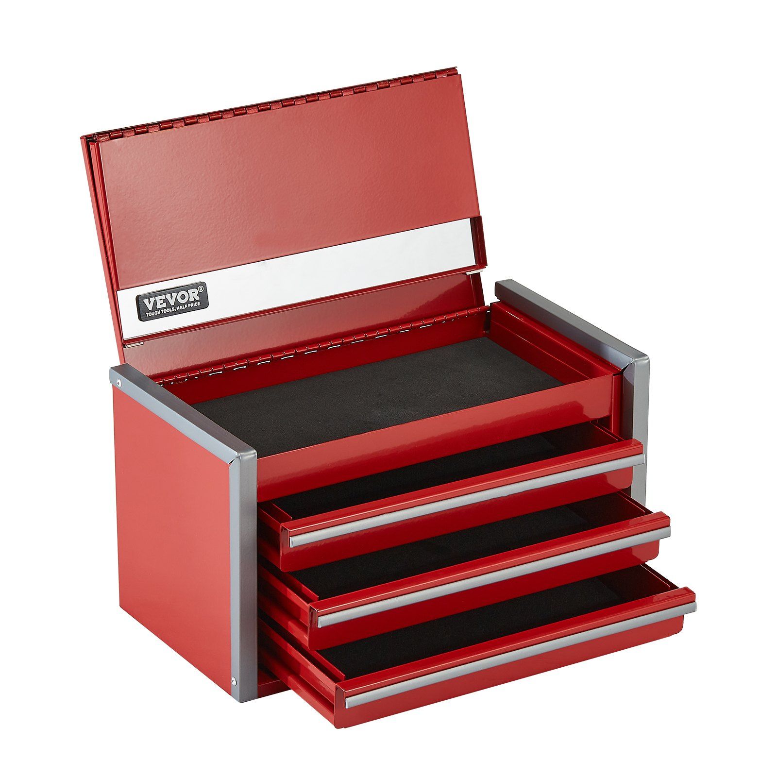 Metal Tool Box, 8.6-Inch, Portable Metal Tool Box With 3 Drawers, Small Tool Chest With Eva Liners And Pp Feet Pads, Heavy-Duty Steel With Ball Bearing Opening And Powder Coated Finish, Red – Nice N Cheap Variety Store Metal Tool Box, 8.6-Inch, Portable Metal Tool Box With 3 Drawers, Small Tool Chest With Eva Liners And Pp Feet Pads, Heavy-Duty Steel With Ball Bearing Opening And Powder Coated Finish, Red
