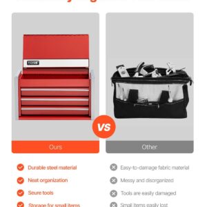 Metal Tool Box, 8.6-Inch, Portable Metal Tool Box With 3 Drawers, Small Tool Chest With Eva Liners And Pp Feet Pads, Heavy-Duty Steel With Ball Bearing Opening And Powder Coated Finish, Red – Nice N Cheap Variety Store Metal Tool Box, 8.6-Inch, Portable Metal Tool Box With 3 Drawers, Small Tool Chest With Eva Liners And Pp Feet Pads, Heavy-Duty Steel With Ball Bearing Opening And Powder Coated Finish, Red - Image 3