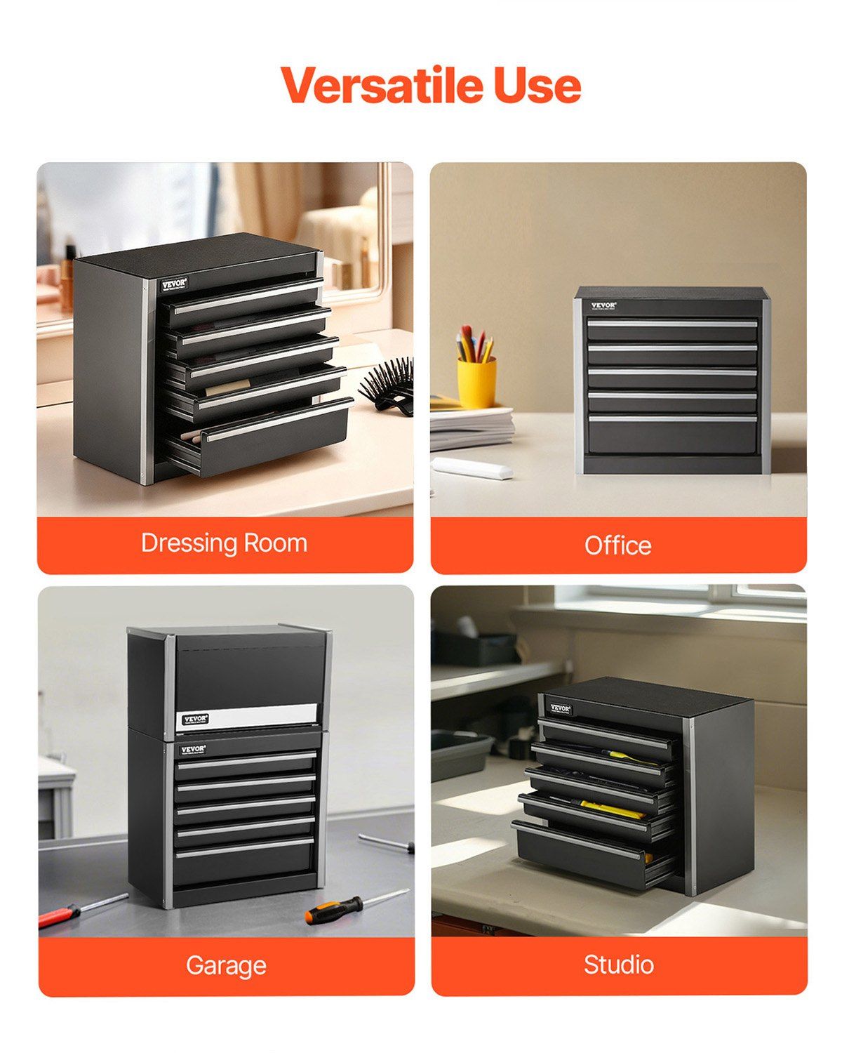 Metal Tool Box, 8.6-Inch, Portable Metal Tool Box With 5 Drawers, Small Tool Chest With Eva Liners And Pp Feet Pads, Heavy-Duty Steel With Ball Bearing Opening And Powder Coated Finish, Black – Nice N Cheap Variety Store Metal Tool Box, 8.6-Inch, Portable Metal Tool Box With 5 Drawers, Small Tool Chest With Eva Liners And Pp Feet Pads, Heavy-Duty Steel With Ball Bearing Opening And Powder Coated Finish, Black - Image 5