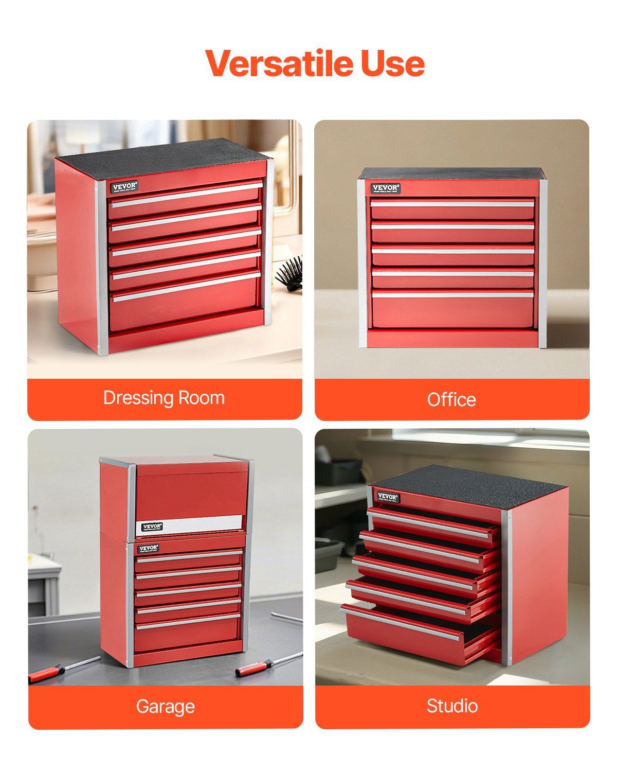 Metal Tool Box, 8.6-Inch, Portable Metal Tool Box With 5 Drawers, Small Tool Chest With Eva Liners And Pp Feet Pads, Heavy-Duty Steel With Ball Bearing Opening And Powder Coated Finish, Red – Nice N Cheap Variety Store Metal Tool Box, 8.6-Inch, Portable Metal Tool Box With 5 Drawers, Small Tool Chest With Eva Liners And Pp Feet Pads, Heavy-Duty Steel With Ball Bearing Opening And Powder Coated Finish, Red - Image 5