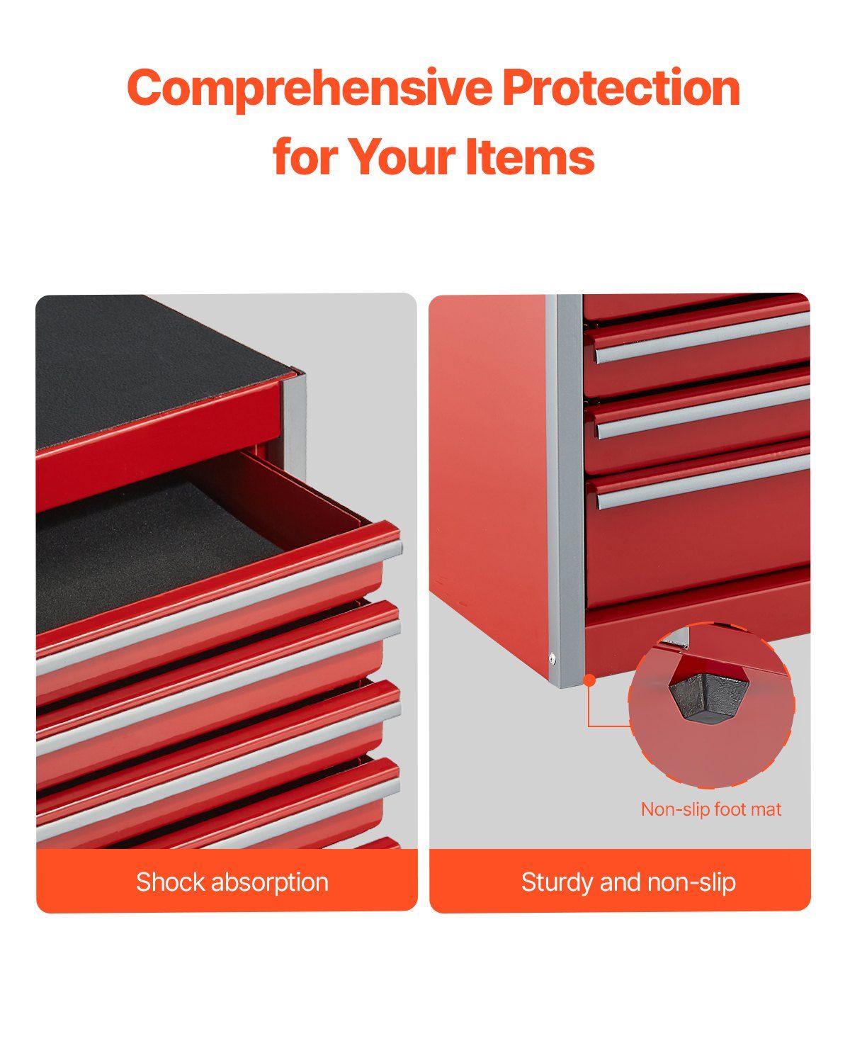 Metal Tool Box, 8.6-Inch, Portable Metal Tool Box With 5 Drawers, Small Tool Chest With Eva Liners And Pp Feet Pads, Heavy-Duty Steel With Ball Bearing Opening And Powder Coated Finish, Red – Nice N Cheap Variety Store Metal Tool Box, 8.6-Inch, Portable Metal Tool Box With 5 Drawers, Small Tool Chest With Eva Liners And Pp Feet Pads, Heavy-Duty Steel With Ball Bearing Opening And Powder Coated Finish, Red - Image 7