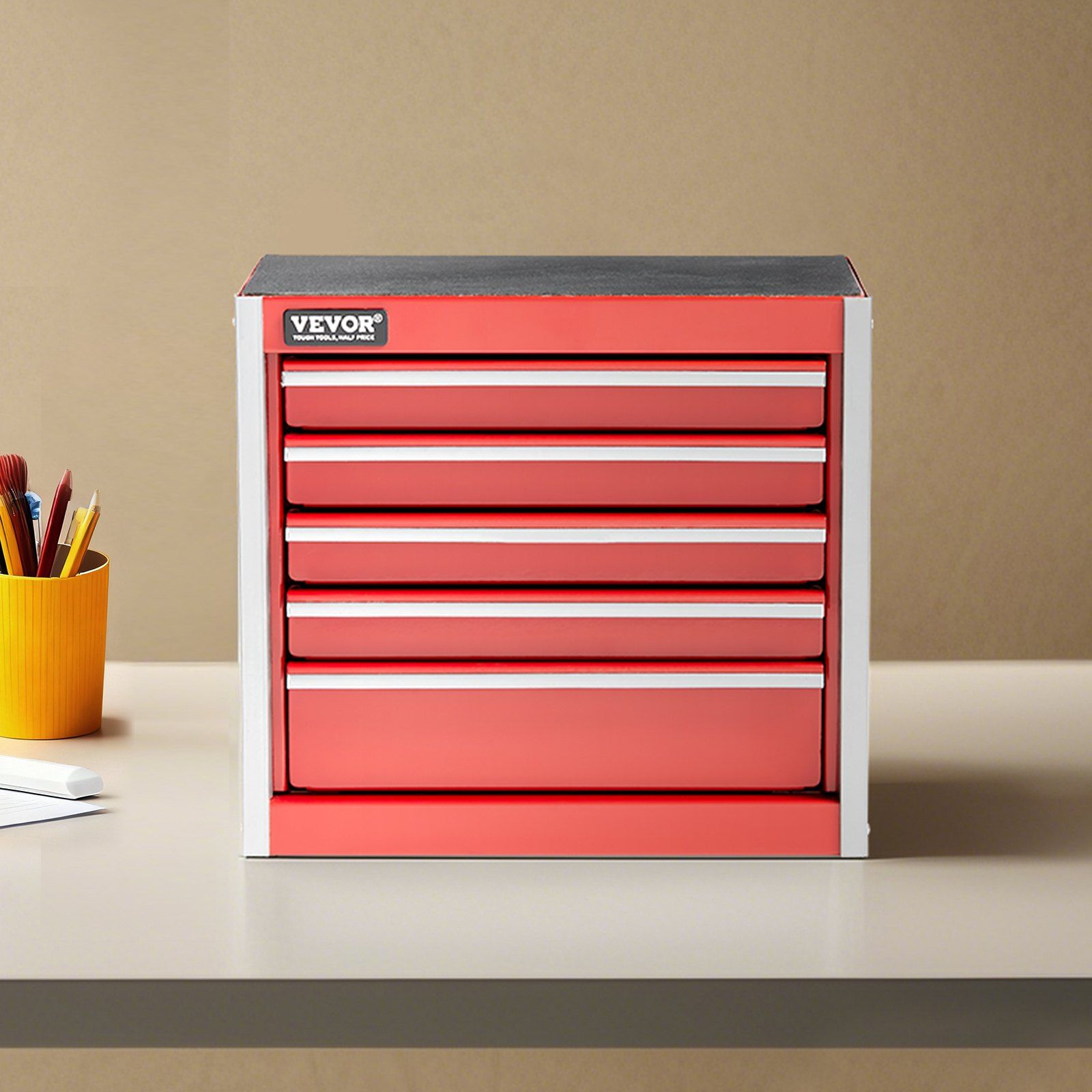 Metal Tool Box, 8.6-Inch, Portable Metal Tool Box With 5 Drawers, Small Tool Chest With Eva Liners And Pp Feet Pads, Heavy-Duty Steel With Ball Bearing Opening And Powder Coated Finish, Red – Nice N Cheap Variety Store Metal Tool Box, 8.6-Inch, Portable Metal Tool Box With 5 Drawers, Small Tool Chest With Eva Liners And Pp Feet Pads, Heavy-Duty Steel With Ball Bearing Opening And Powder Coated Finish, Red - Image 8
