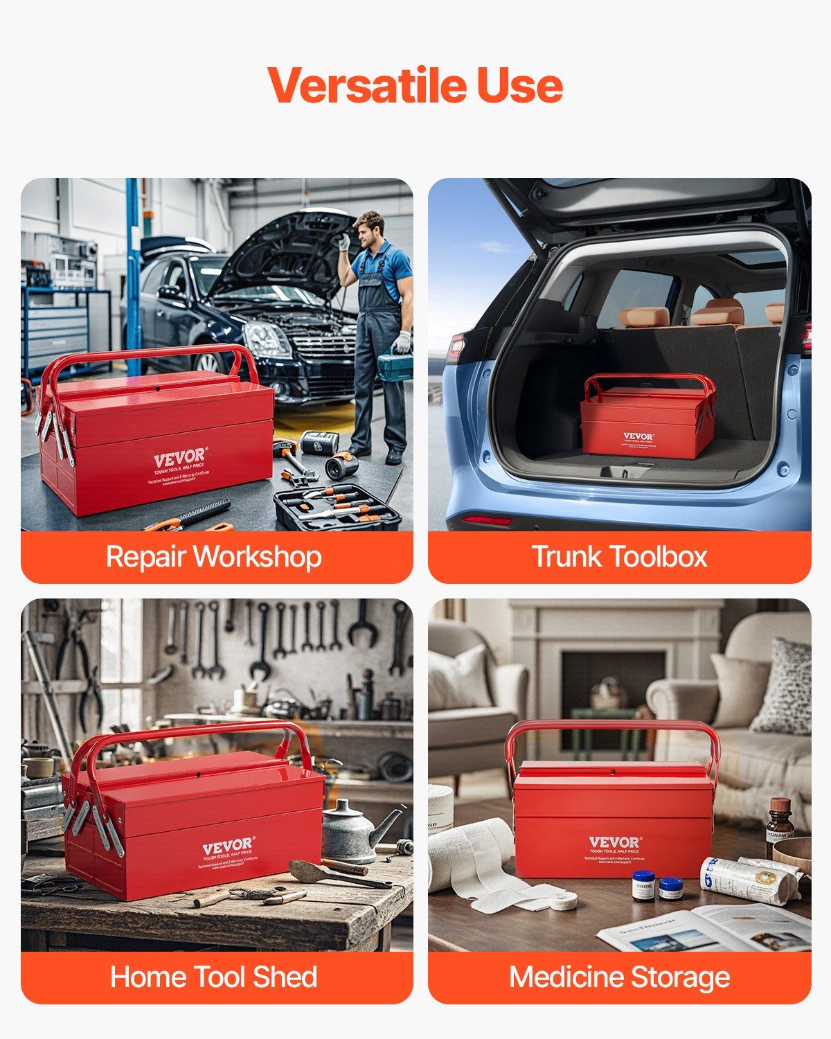 Metal Tool Box, 14-Inch, 2-Tier 3-Tray Portable Folding Tool Chest Organizer With Handle &Amp; Lock Hole, Powder Coated Steel, Cantilever Toolbox For Household Factory Warehouse Repair Shop, Red – Nice N Cheap Variety Store Metal Tool Box, 14-Inch, 2-Tier 3-Tray Portable Folding Tool Chest Organizer With Handle &Amp; Lock Hole, Powder Coated Steel, Cantilever Toolbox For Household Factory Warehouse Repair Shop, Red - Image 7