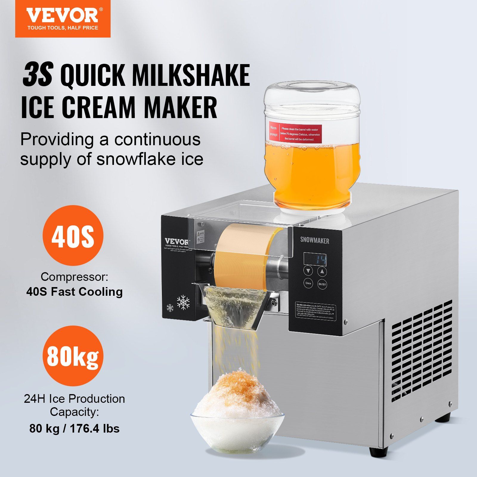 Commercial Snowflake Ice Machine, 176.4Lbs/24H Snowflake Ice Maker, Stainless Steel Ice Shaver Machine, Electric Snow Cone Maker, Air Cooling System For Rapid Heat Dissipation, For Bakery, Cafe – Nice N Cheap Variety Store Commercial Snowflake Ice Machine, 176.4Lbs/24H Snowflake Ice Maker, Stainless Steel Ice Shaver Machine, Electric Snow Cone Maker, Air Cooling System For Rapid Heat Dissipation, For Bakery, Cafe - Image 2