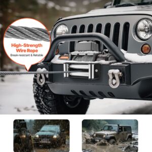 Electric Winch, 5400 Kg Load Capacity, 12V Dc Truck Winch With Φ9.1 Mm X 26 M Steel Rope, Wireless &Amp; Wired Remote Control, Suitable For Towing Suv Jeep Trailer Boat Off-Road Vehicle - Image 4
