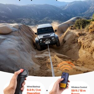 Electric Winch, 5400 Kg Load Capacity, 12V Dc Truck Winch With Φ9.1 Mm X 26 M Steel Rope, Wireless &Amp; Wired Remote Control, Suitable For Towing Suv Jeep Trailer Boat Off-Road Vehicle - Image 5