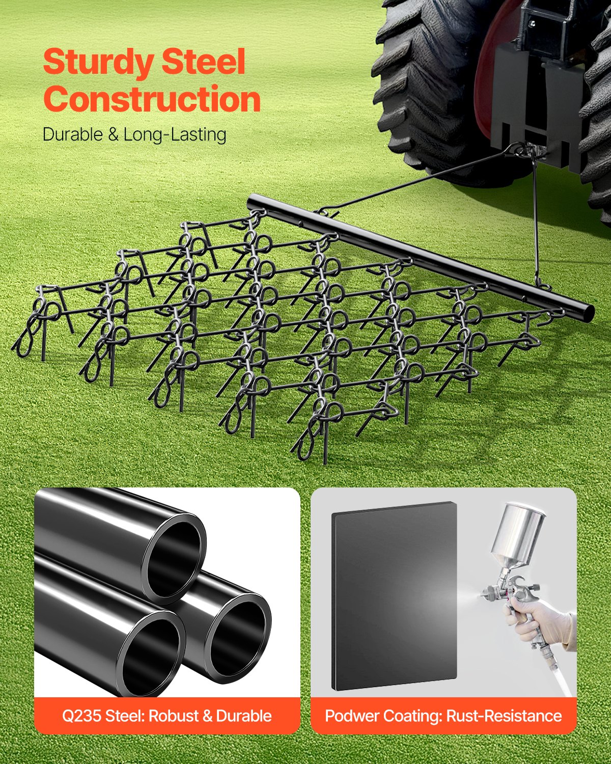 Drag Harrow, 5 X 4.5 Ft Durable Chain Harrow With 60 Sharp Teeth, Suitable For Atv Utv Tractor, Ideal For Soil Preparation, Seeding, Smoothing Landscapes, And Yard Gravel Driveway Maintenance – Nice N Cheap Variety Store Drag Harrow, 5 X 4.5 Ft Durable Chain Harrow With 60 Sharp Teeth, Suitable For Atv Utv Tractor, Ideal For Soil Preparation, Seeding, Smoothing Landscapes, And Yard Gravel Driveway Maintenance - Image 2