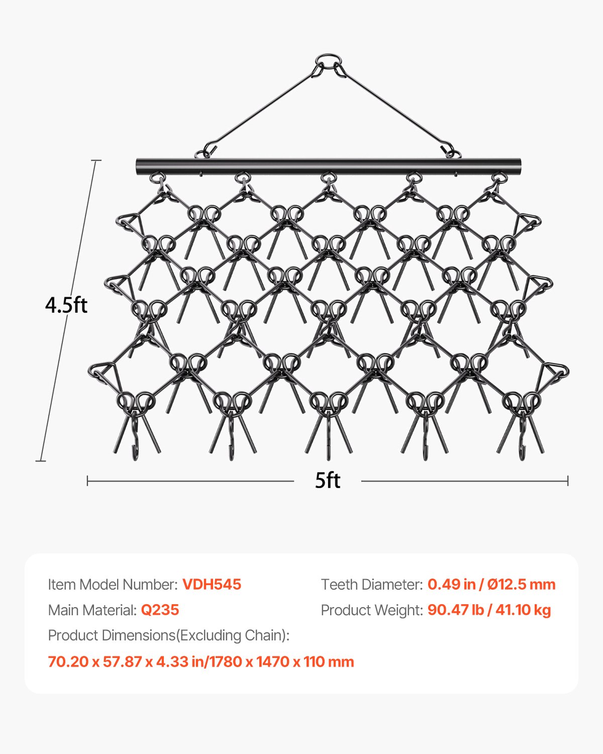 Drag Harrow, 5 X 4.5 Ft Durable Chain Harrow With 60 Sharp Teeth, Suitable For Atv Utv Tractor, Ideal For Soil Preparation, Seeding, Smoothing Landscapes, And Yard Gravel Driveway Maintenance – Nice N Cheap Variety Store Drag Harrow, 5 X 4.5 Ft Durable Chain Harrow With 60 Sharp Teeth, Suitable For Atv Utv Tractor, Ideal For Soil Preparation, Seeding, Smoothing Landscapes, And Yard Gravel Driveway Maintenance - Image 7