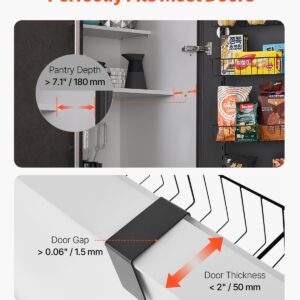Over The Door Pantry Organizer, 6-Tier Pantry Organization And Storage, Heavy-Duty Steel Hanging Spice Rack, Adjustable Wall Seasoning Shelves, For Home Kitchen Laundry Room Bathroom, Black - Image 2