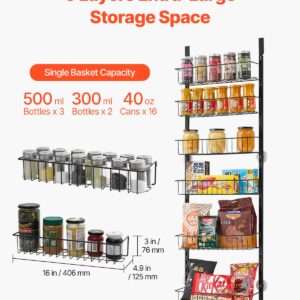 Over The Door Pantry Organizer, 6-Tier Pantry Organization And Storage, Heavy-Duty Steel Hanging Spice Rack, Adjustable Wall Seasoning Shelves, For Home Kitchen Laundry Room Bathroom, Black - Image 5