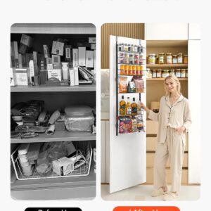Over The Door Pantry Organizer, 6-Tier Pantry Organization And Storage, Heavy-Duty Steel Hanging Spice Rack, Adjustable Wall Seasoning Shelves, For Home Kitchen Laundry Room Bathroom, Black - Image 6