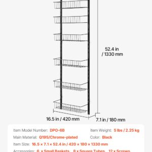 Over The Door Pantry Organizer, 6-Tier Pantry Organization And Storage, Heavy-Duty Steel Hanging Spice Rack, Adjustable Wall Seasoning Shelves, For Home Kitchen Laundry Room Bathroom, Black - Image 7