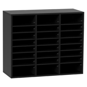 Wood Literature Organizer Adjustable File Sorter 24 Compartments Black