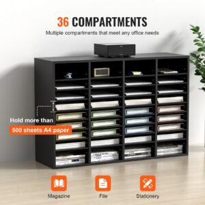 Wood Literature Organizer, 36 Compartments, File Sorter With Removable Shelves, Mailboxes Slot For Office Home Classroom Mailrooms Organization, Epa Certified, Black - Image 4