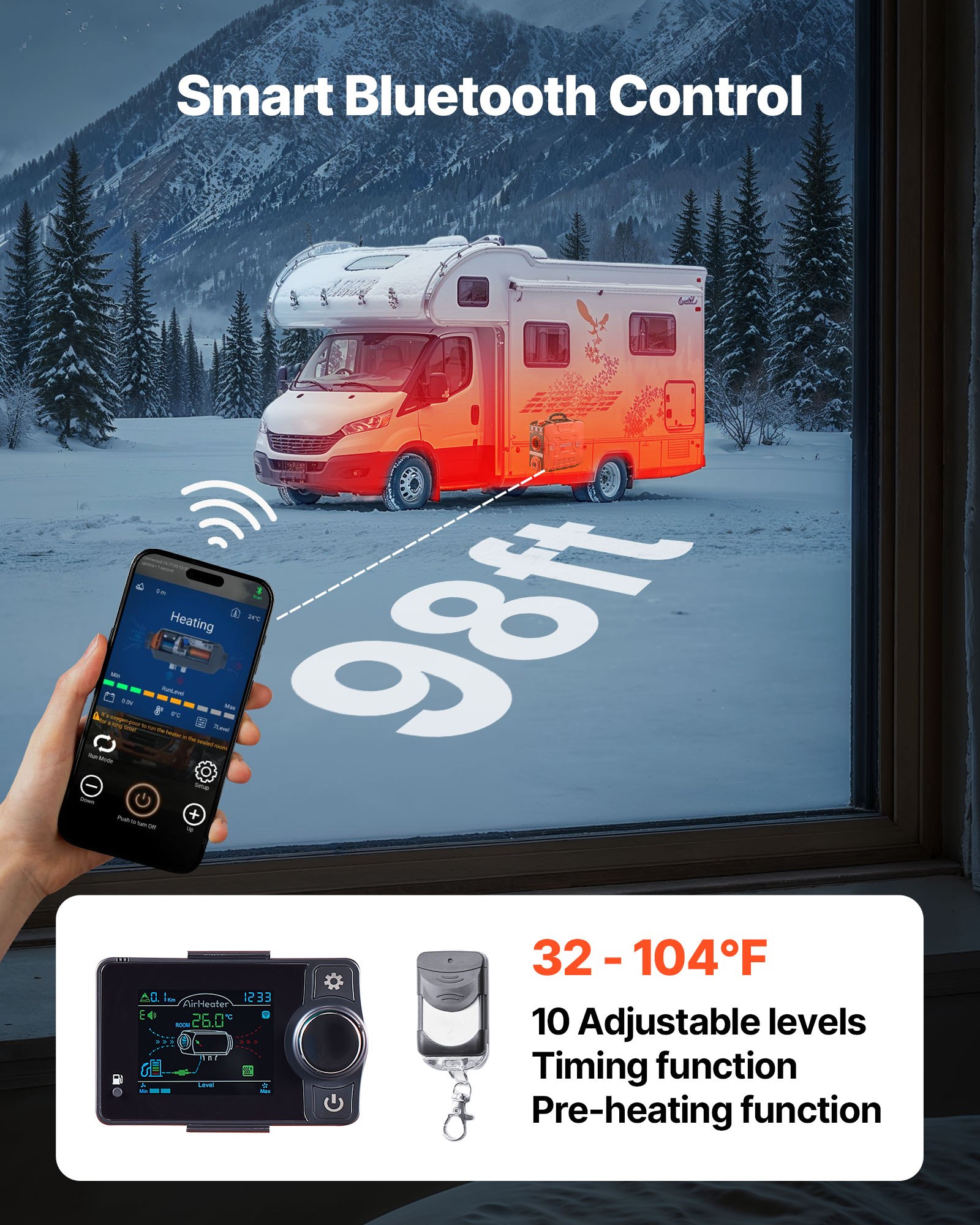 Diesel Heater, 8Kw, Dc 12V, All In One Portable Diesel Air Heater With Bluetooth App Control, Remote Control And Lcd Screen, 4.5 L Fuel Tank For Vehicles, Vans, Rvs, Campers, And Garages – Nice N Cheap Variety Store Diesel Heater, 8Kw, Dc 12V, All In One Portable Diesel Air Heater With Bluetooth App Control, Remote Control And Lcd Screen, 4.5 L Fuel Tank For Vehicles, Vans, Rvs, Campers, And Garages - Image 5