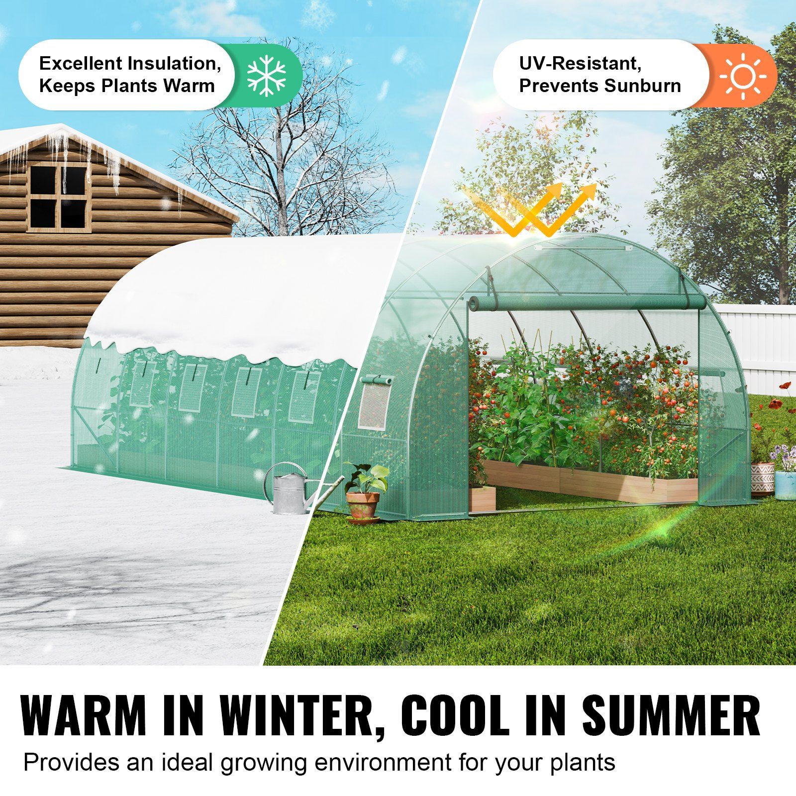 Walk-In Tunnel Greenhouse, 19.4X9.7X6.5 Ft Hoop House Greenhouse Tunnel, Plant Hot House With Galvanized Steel Frame, Green Pe Cover, Roll-Up Zipper Door And 12 Windows For Outdoor – Nice N Cheap Variety Store Walk-In Tunnel Greenhouse, 19.4X9.7X6.5 Ft Hoop House Greenhouse Tunnel, Plant Hot House With Galvanized Steel Frame, Green Pe Cover, Roll-Up Zipper Door And 12 Windows For Outdoor - Image 4