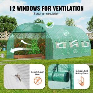 Walk-In Tunnel Greenhouse, 19.4X9.7X6.5 Ft Hoop House Greenhouse Tunnel, Plant Hot House With Galvanized Steel Frame, Green Pe Cover, Roll-Up Zipper Door And 12 Windows For Outdoor – Nice N Cheap Variety Store Walk-In Tunnel Greenhouse, 19.4X9.7X6.5 Ft Hoop House Greenhouse Tunnel, Plant Hot House With Galvanized Steel Frame, Green Pe Cover, Roll-Up Zipper Door And 12 Windows For Outdoor - Image 6