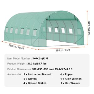 Walk-In Tunnel Greenhouse, 19.4X9.7X6.5 Ft Hoop House Greenhouse Tunnel, Plant Hot House With Galvanized Steel Frame, Green Pe Cover, Roll-Up Zipper Door And 12 Windows For Outdoor – Nice N Cheap Variety Store Walk-In Tunnel Greenhouse, 19.4X9.7X6.5 Ft Hoop House Greenhouse Tunnel, Plant Hot House With Galvanized Steel Frame, Green Pe Cover, Roll-Up Zipper Door And 12 Windows For Outdoor - Image 7