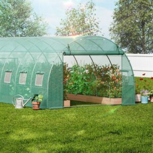 Walk-In Tunnel Greenhouse, 19.4X9.7X6.5 Ft Hoop House Greenhouse Tunnel, Plant Hot House With Galvanized Steel Frame, Green Pe Cover, Roll-Up Zipper Door And 12 Windows For Outdoor – Nice N Cheap Variety Store Walk-In Tunnel Greenhouse, 19.4X9.7X6.5 Ft Hoop House Greenhouse Tunnel, Plant Hot House With Galvanized Steel Frame, Green Pe Cover, Roll-Up Zipper Door And 12 Windows For Outdoor - Image 8