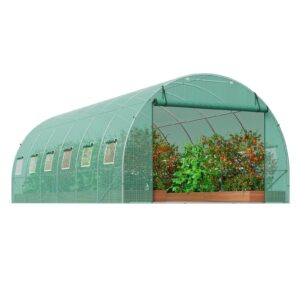 Walk-In Tunnel Greenhouse, 19.4X9.7X6.5 Ft Hoop House Greenhouse Tunnel, Plant Hot House With Galvanized Steel Frame, Green Pe Cover, Roll-Up Zipper Door And 12 Windows For Outdoor – Nice N Cheap Variety Store Walk-In Tunnel Greenhouse, 19.4X9.7X6.5 Ft Hoop House Greenhouse Tunnel, Plant Hot House With Galvanized Steel Frame, Green Pe Cover, Roll-Up Zipper Door And 12 Windows For Outdoor - Image 9