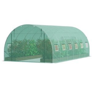 Walk-In Tunnel Greenhouse, 19.4X9.7X6.5 Ft Hoop House Greenhouse Tunnel, Plant Hot House With Galvanized Steel Frame, Green Pe Cover, Roll-Up Zipper Door And 12 Windows For Outdoor – Nice N Cheap Variety Store Walk-In Tunnel Greenhouse, 19.4X9.7X6.5 Ft Hoop House Greenhouse Tunnel, Plant Hot House With Galvanized Steel Frame, Green Pe Cover, Roll-Up Zipper Door And 12 Windows For Outdoor - Image 10