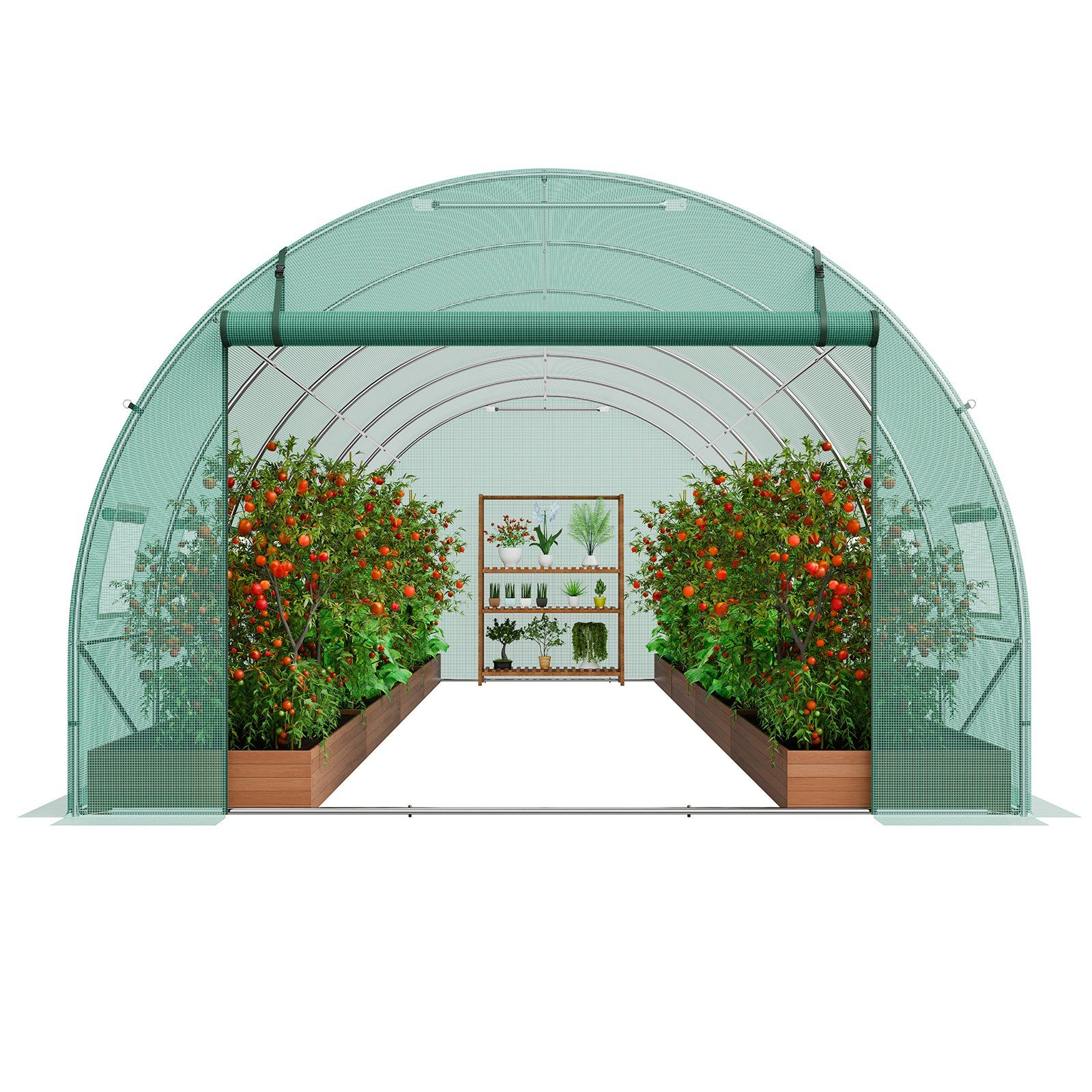 Walk-In Tunnel Greenhouse, 19.4X9.7X6.5 Ft Hoop House Greenhouse Tunnel, Plant Hot House With Galvanized Steel Frame, Green Pe Cover, Roll-Up Zipper Door And 12 Windows For Outdoor – Nice N Cheap Variety Store Walk-In Tunnel Greenhouse, 19.4X9.7X6.5 Ft Hoop House Greenhouse Tunnel, Plant Hot House With Galvanized Steel Frame, Green Pe Cover, Roll-Up Zipper Door And 12 Windows For Outdoor - Image 11