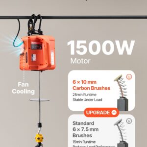 3-In-1 Electric Hoist Winch, 500 Kg Capacity, 1500W Portable Electric Power Winch, 7.6 M Lifting Height, 5 M/Min With Manual, Wired &Amp; Wireless Remote Control For Factory, Warehouss, Garage - Image 5