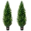 2 Pack 4' Artificial Cedar Topiary Tree Faux Plant Uv Decor In/Outdoor Product Image Nice N Cheap Variety Store