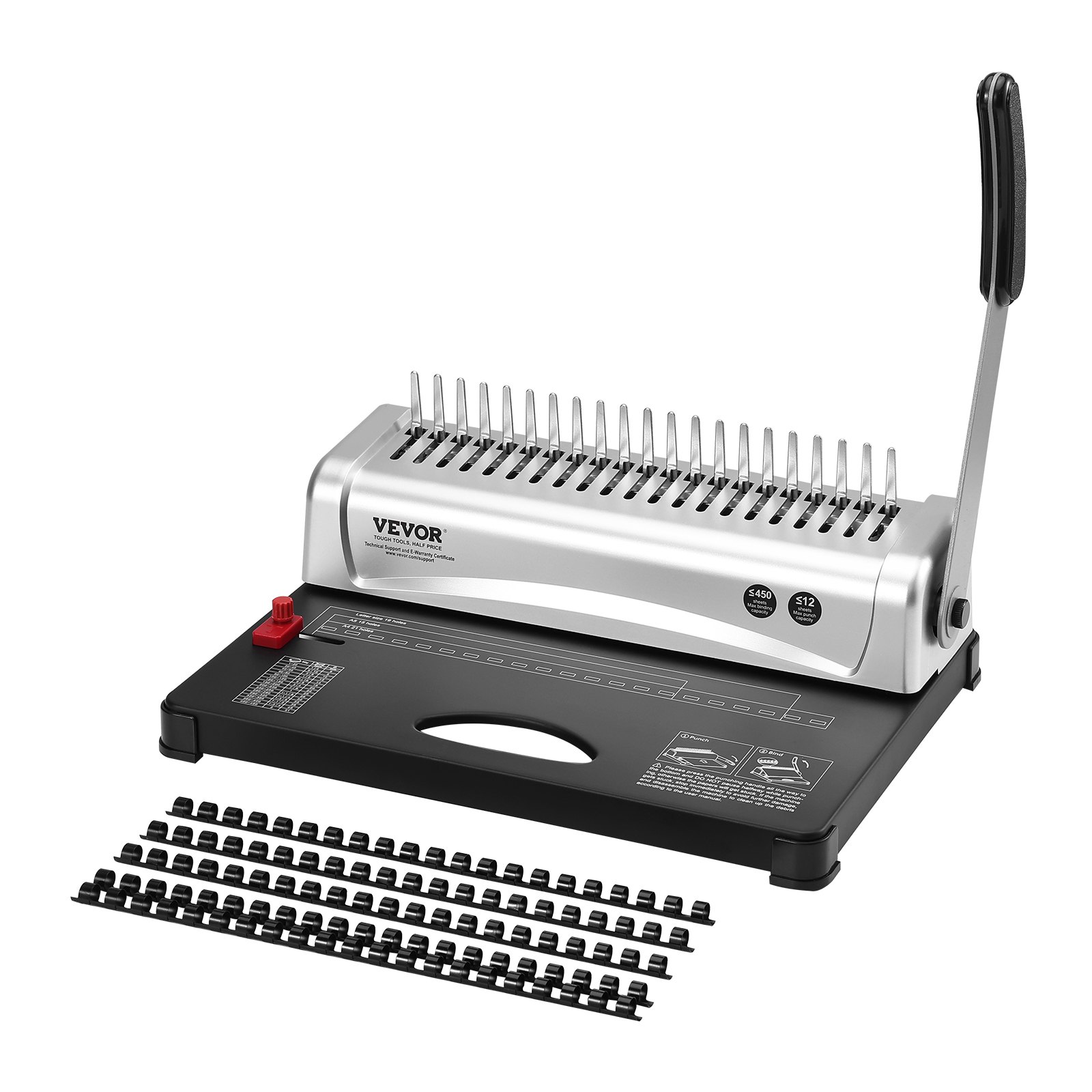 Binding Machine, Comb Binding Machine 21-Holes Binding 450 Sheets, Book Binder Machine With 100 Pcs 3/8'' Comb Binding Spines, For Letter Size, A4, A5 – Nice N Cheap Variety Store Binding Machine, Comb Binding Machine 21-Holes Binding 450 Sheets, Book Binder Machine With 100 Pcs 3/8'' Comb Binding Spines, For Letter Size, A4, A5