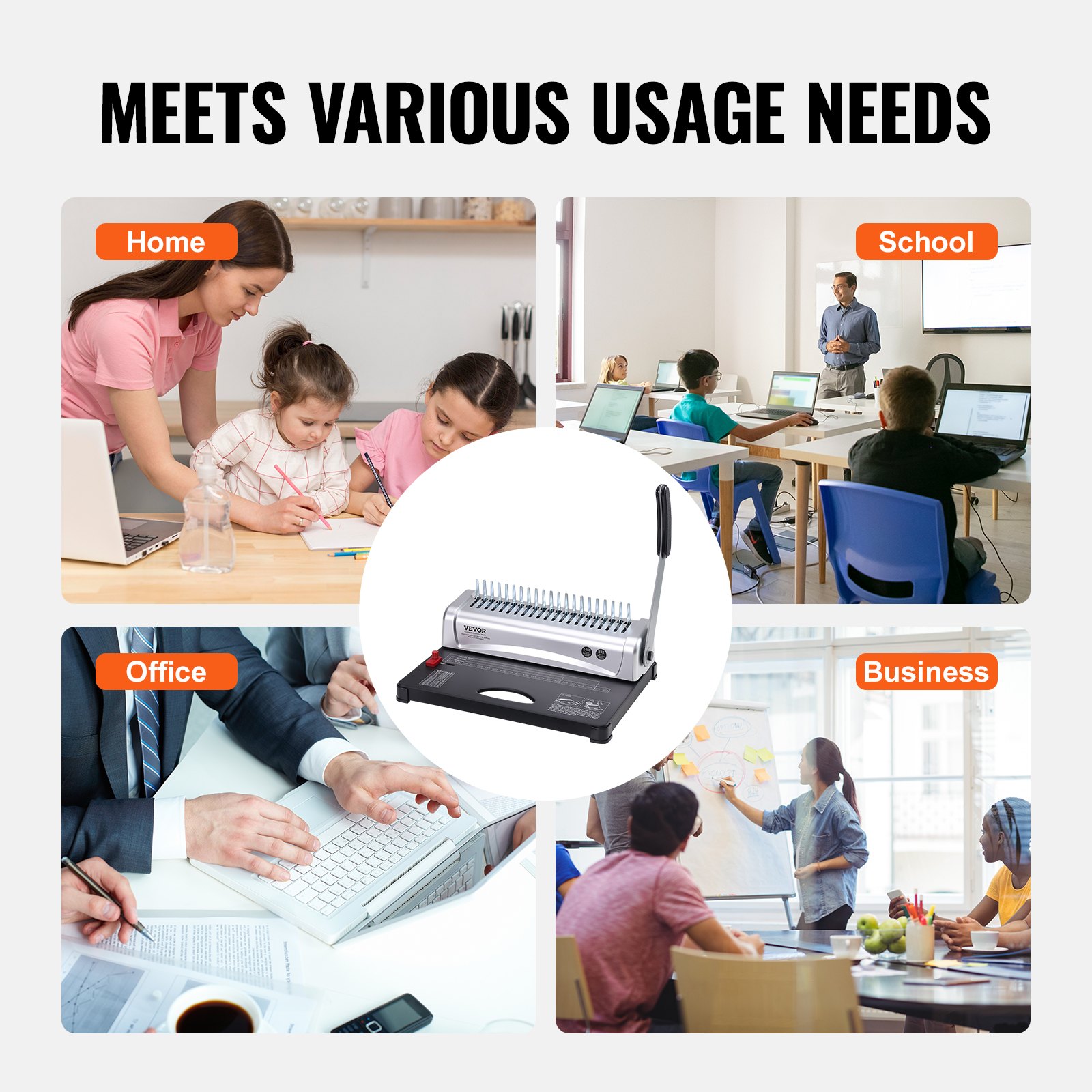 Binding Machine, Comb Binding Machine 21-Holes Binding 450 Sheets, Book Binder Machine With 100 Pcs 3/8'' Comb Binding Spines, For Letter Size, A4, A5 – Nice N Cheap Variety Store Binding Machine, Comb Binding Machine 21-Holes Binding 450 Sheets, Book Binder Machine With 100 Pcs 3/8'' Comb Binding Spines, For Letter Size, A4, A5 - Image 6