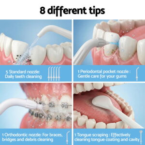 Devanti Cordless Water Flosser Dental Oral Irrigator White - Image 6