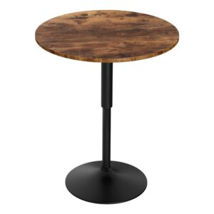 Artiss Height Adjustable Bar Table 360 Swivel Round Gaslift Design 60cm Rustic Brown Black product image