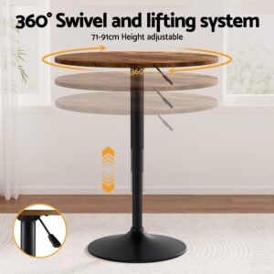 Artiss Height Adjustable Bar Table 60Cm Rustic Brown – Nice N Cheap Variety Store Artiss Height Adjustable Bar Table 360 Swivel Round Gaslift Design 60Cm Rustic Brown Black Product Image