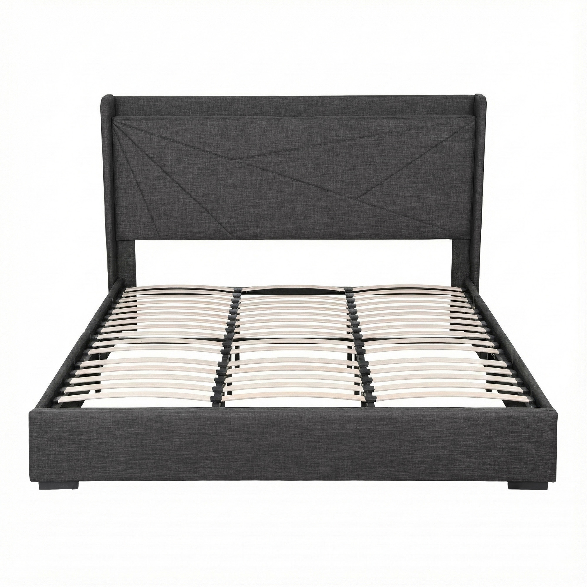 Artiss King Gas Lift Bed Frame With Charging Ports – Nice N Cheap Variety Store Artiss King Bed Frame Gas Lift Storage Bed With Charging Ports Upholstered Geometric Headboard Charc Product Image