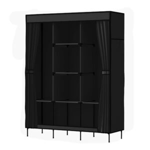 Artiss Large Portable Clothes Closet Wardrobe With Shelf Black Product Image