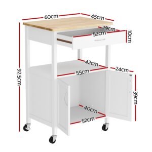 Artiss Kitchen Island Trolley 60Cm | Storage &Amp; Serving – Nice N Cheap Variety Store Artiss Kitchen Island Trolley Rolling Serving Cart Storage Drawer Cupboard 60Cm Product Image