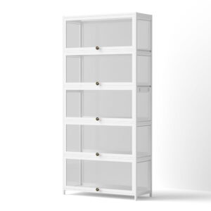Artiss 5-Tier Display Cabinet Storage Bookshelf Clear Shelf White product image