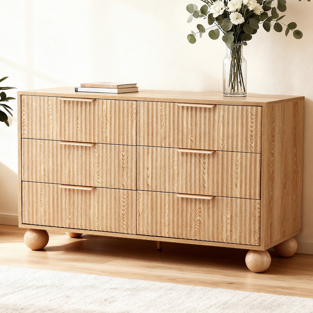 Artiss 6-Drawer Tallboy Dresser | Pine Finish – Nice N Cheap Variety Store Artiss 6 Chest Of Drawers Dresser Tallboy Pine Product Image