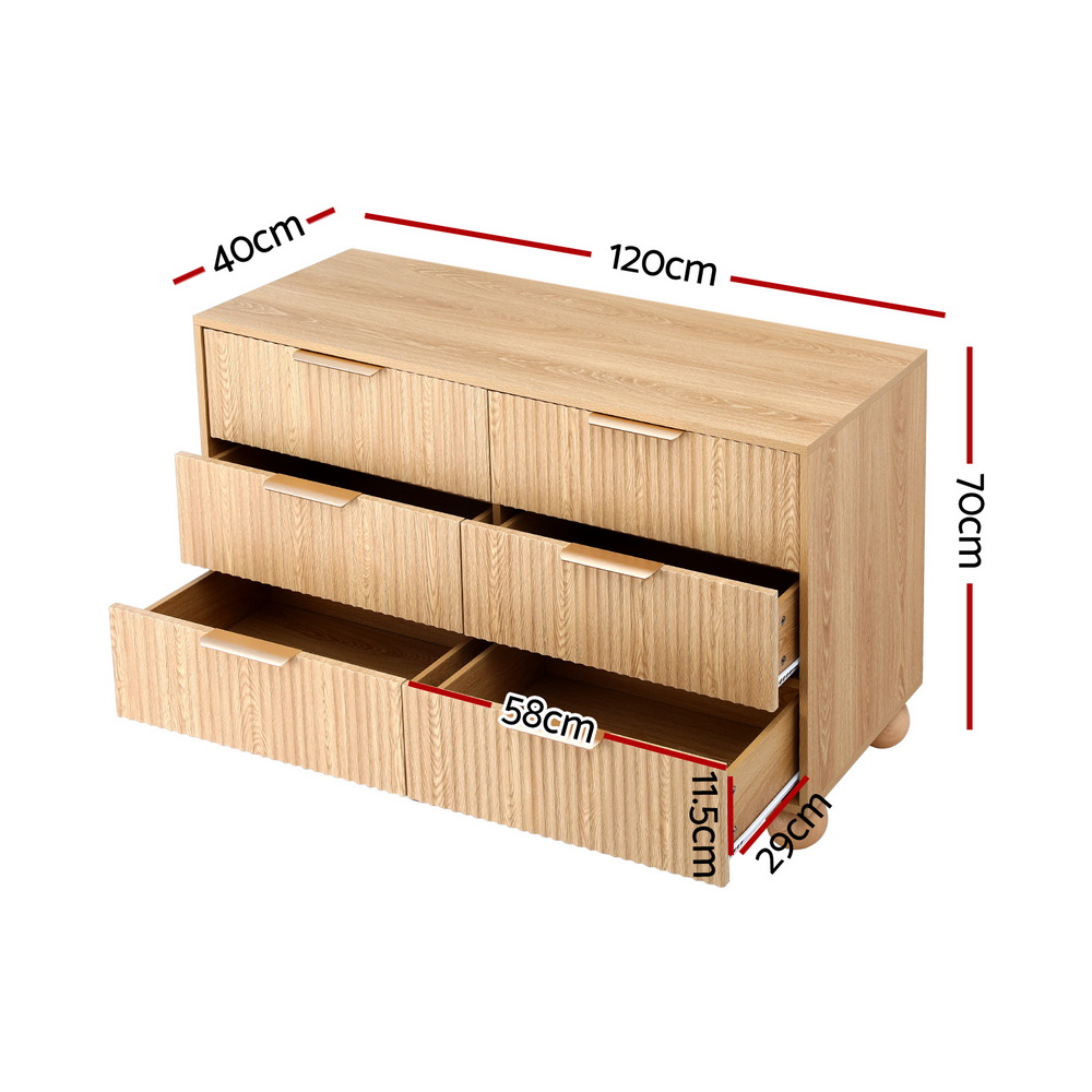 Artiss 6-Drawer Tallboy Dresser | Pine Finish – Nice N Cheap Variety Store Artiss 6 Chest Of Drawers Dresser Tallboy Pine Product Image