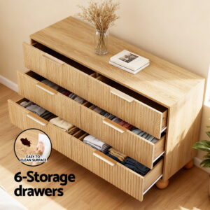 Artiss 6-Drawer Tallboy Dresser | Pine Finish – Nice N Cheap Variety Store Artiss 6 Chest Of Drawers Dresser Tallboy Pine Product Image